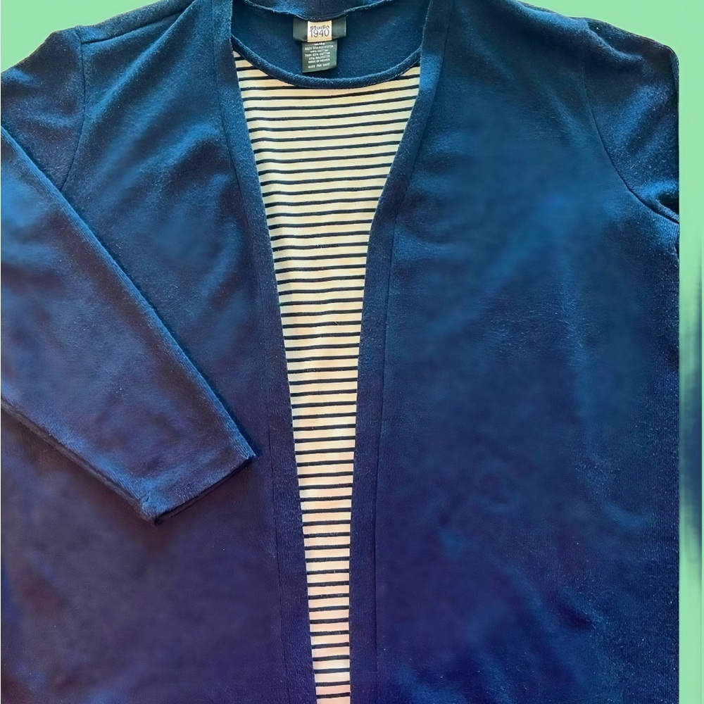 Studio 1940 Ladies open front sweater set navy size 18/20